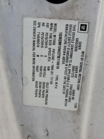 Photo 12 VIN: 1GNDM19W2TB110616 - CHEVROLET ASTRO 