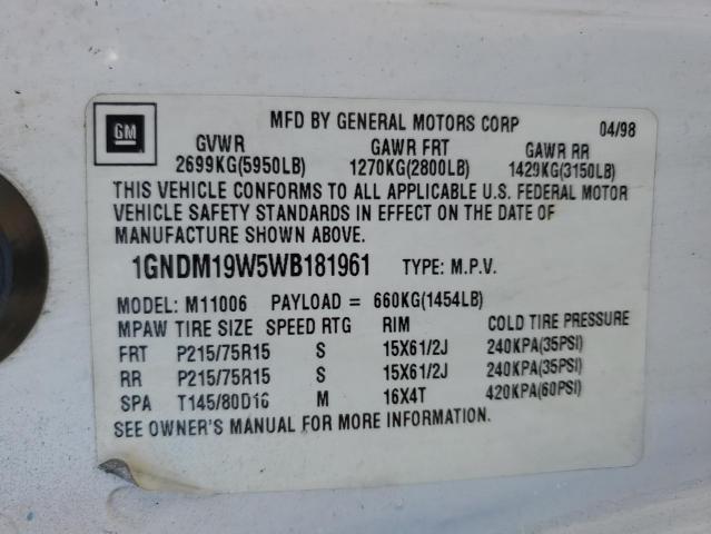 Photo 12 VIN: 1GNDM19W5WB181961 - CHEVROLET ALL MODELS 