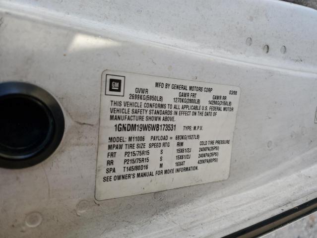 Photo 12 VIN: 1GNDM19W6WB173531 - CHEVROLET ASTRO 