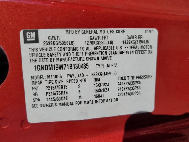 Photo 12 VIN: 1GNDM19W71B130485 - CHEVROLET ASTRO 