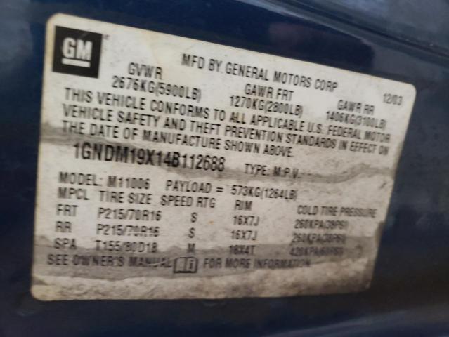 Photo 13 VIN: 1GNDM19X14B112688 - CHEVROLET ASTRO 