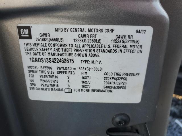 Photo 12 VIN: 1GNDS13S422463675 - CHEVROLET TRAILBLAZE 