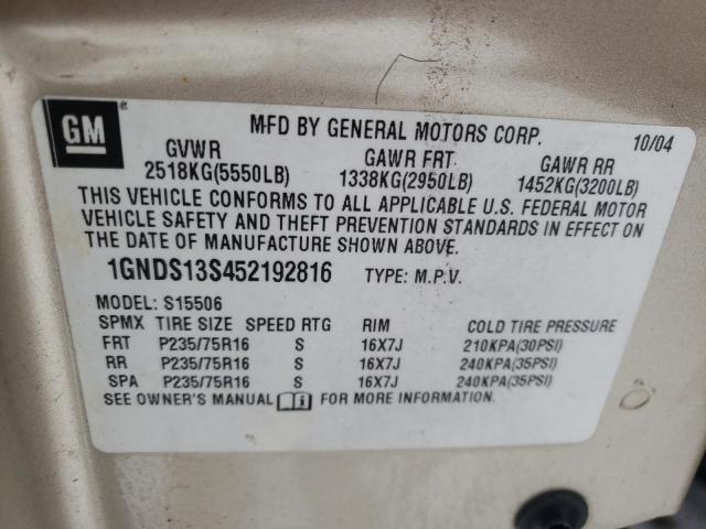 Photo 11 VIN: 1GNDS13S452192816 - CHEVROLET TRAILBLAZE 