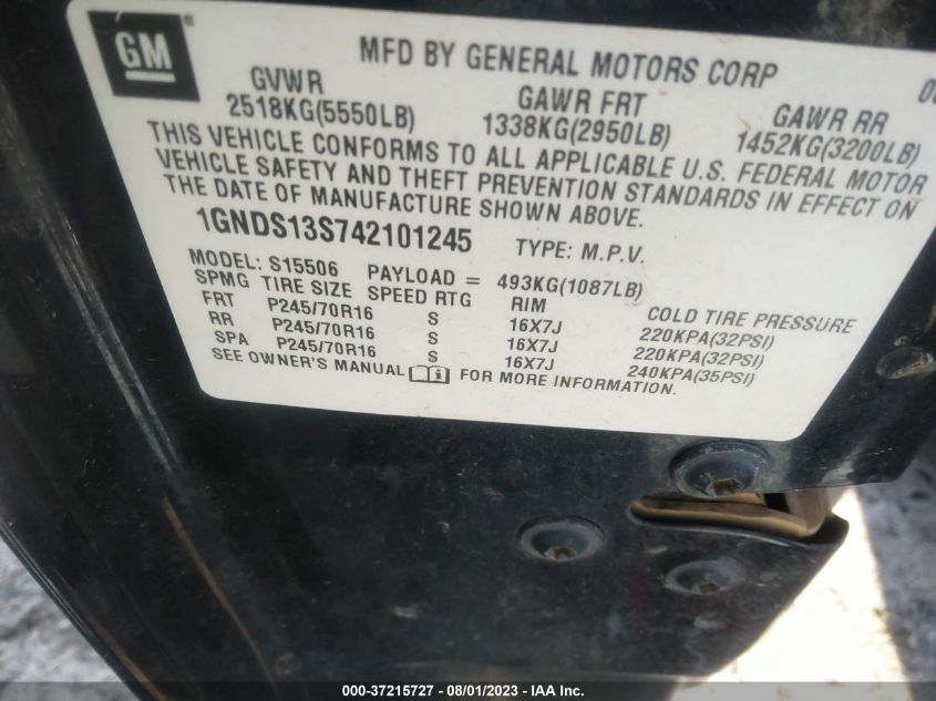 Photo 8 VIN: 1GNDS13S742101245 - CHEVROLET TRAILBLAZER 