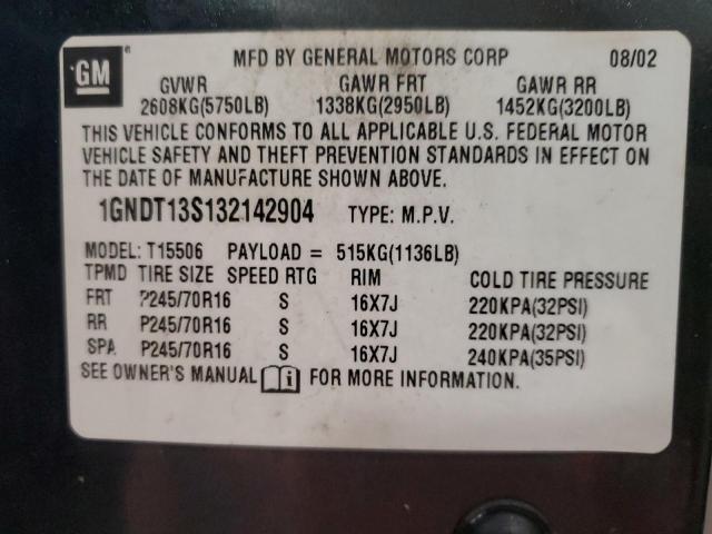 Photo 12 VIN: 1GNDT13S132142904 - CHEVROLET TRAILBLAZE 