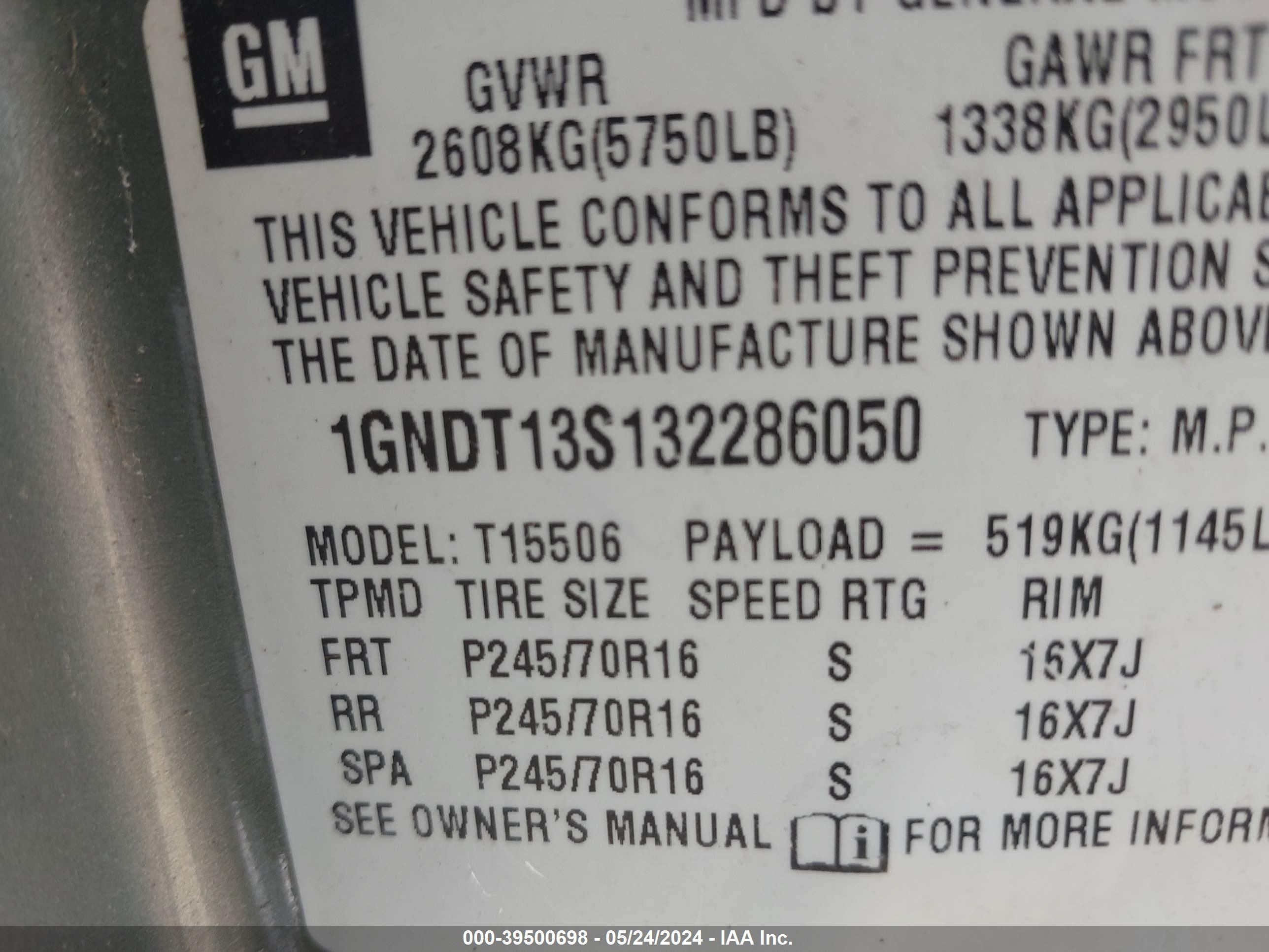 Photo 8 VIN: 1GNDT13S132286050 - CHEVROLET TRAILBLAZER 