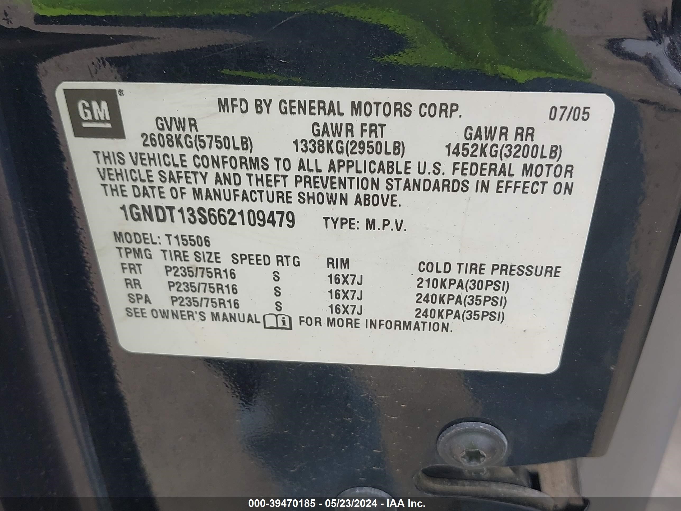 Photo 8 VIN: 1GNDT13S662109479 - CHEVROLET TRAILBLAZER 