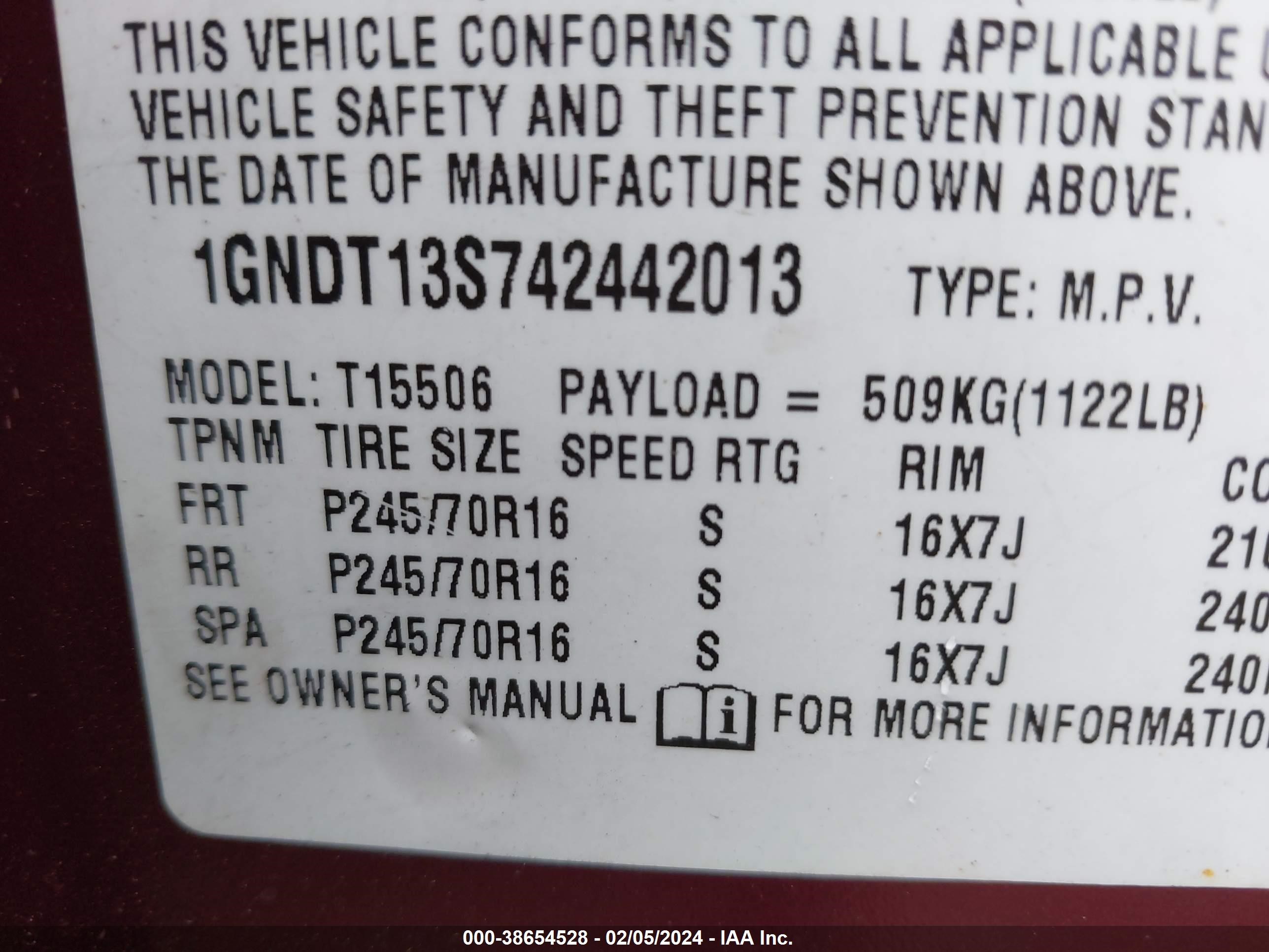 Photo 8 VIN: 1GNDT13S742442013 - CHEVROLET TRAILBLAZER 