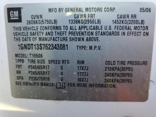 Photo 12 VIN: 1GNDT13S762343081 - CHEVROLET TRAILBLZR 