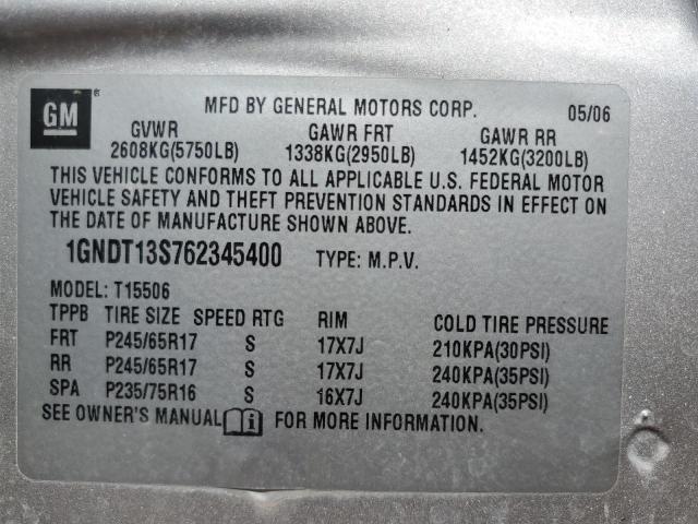 Photo 12 VIN: 1GNDT13S762345400 - CHEVROLET TRAILBLZR 