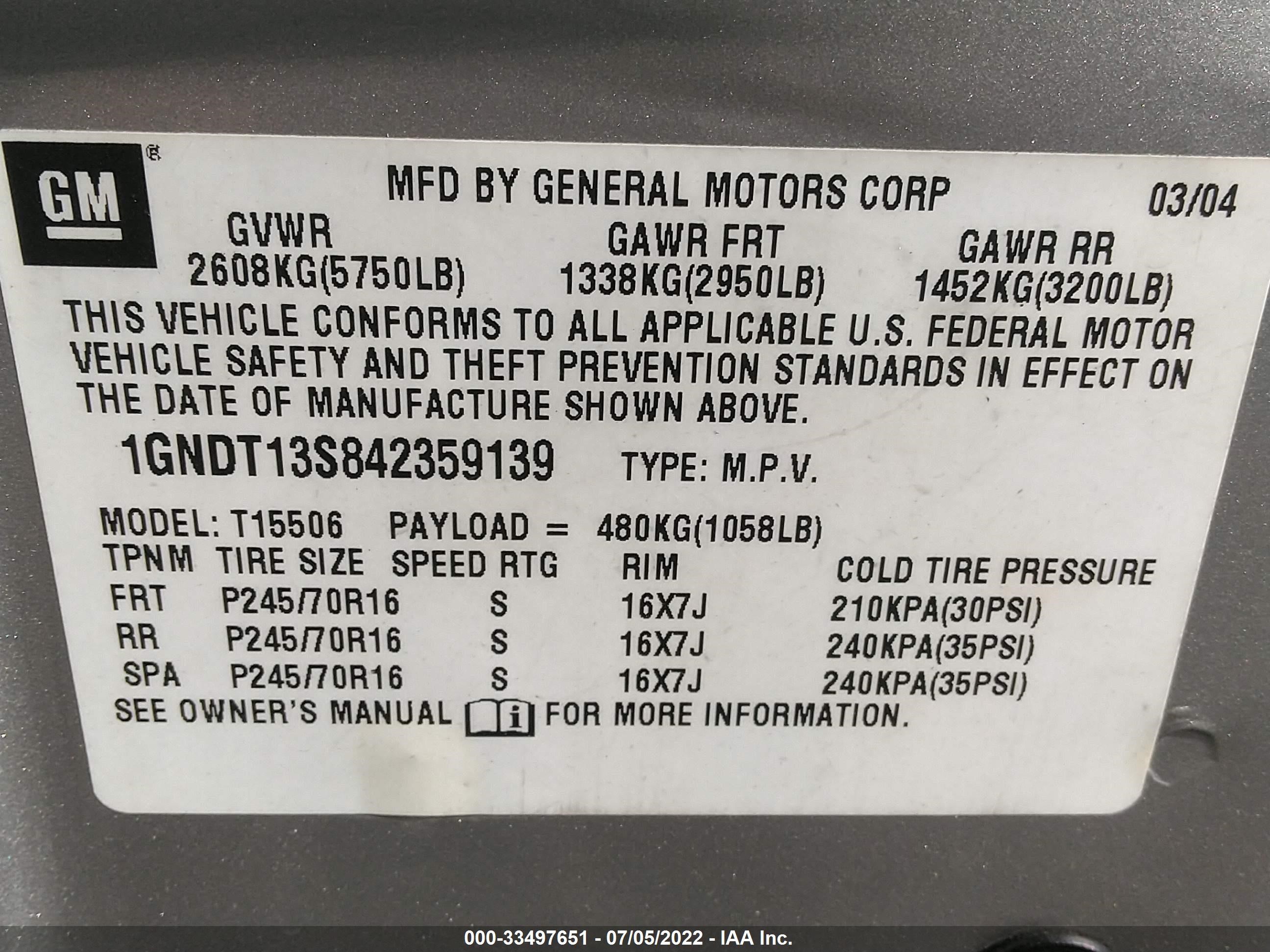 Photo 8 VIN: 1GNDT13S842359139 - CHEVROLET TRAILBLAZER 