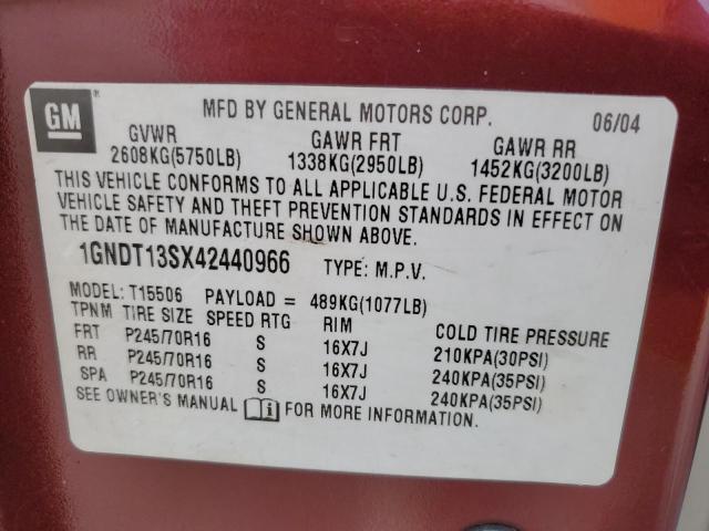 Photo 12 VIN: 1GNDT13SX42440966 - CHEVROLET TRAILBLZR 