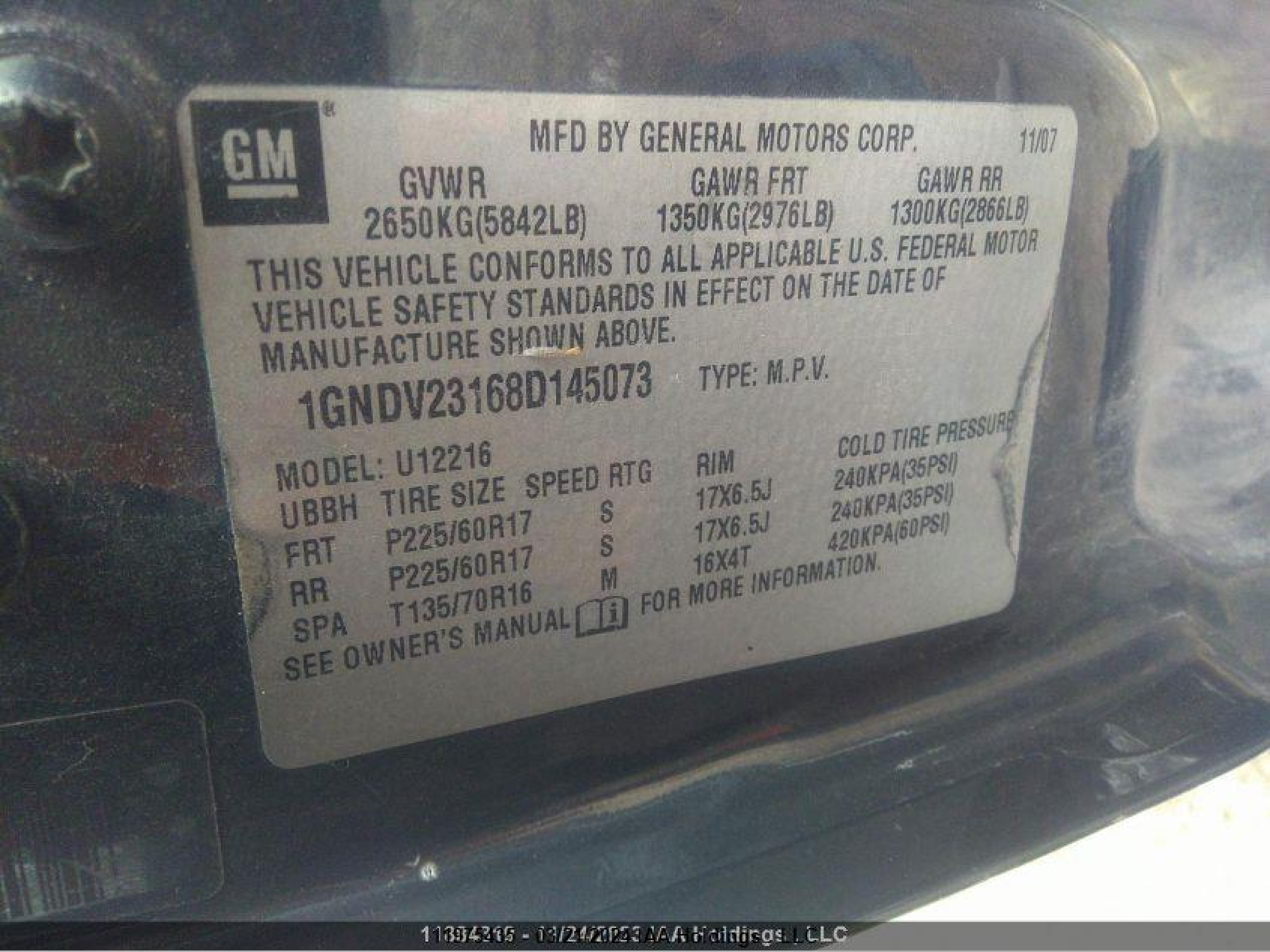 Photo 8 VIN: 1GNDV23168D145073 - CHEVROLET UPLANDER 