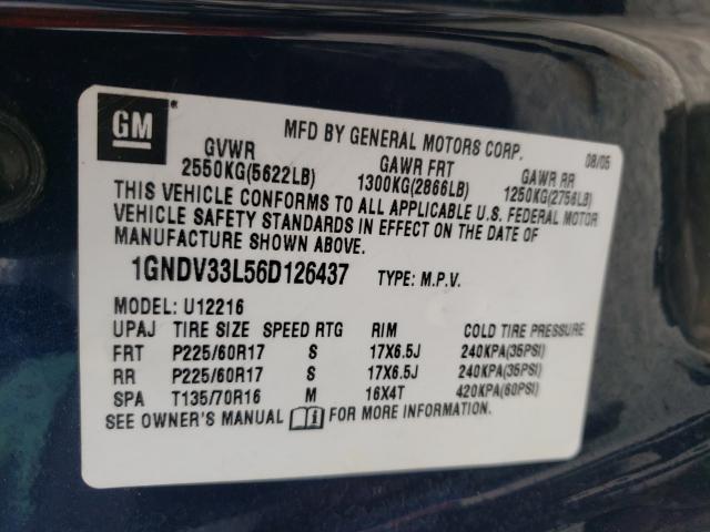 Photo 9 VIN: 1GNDV33L56D126437 - CHEVROLET UPLANDER L 