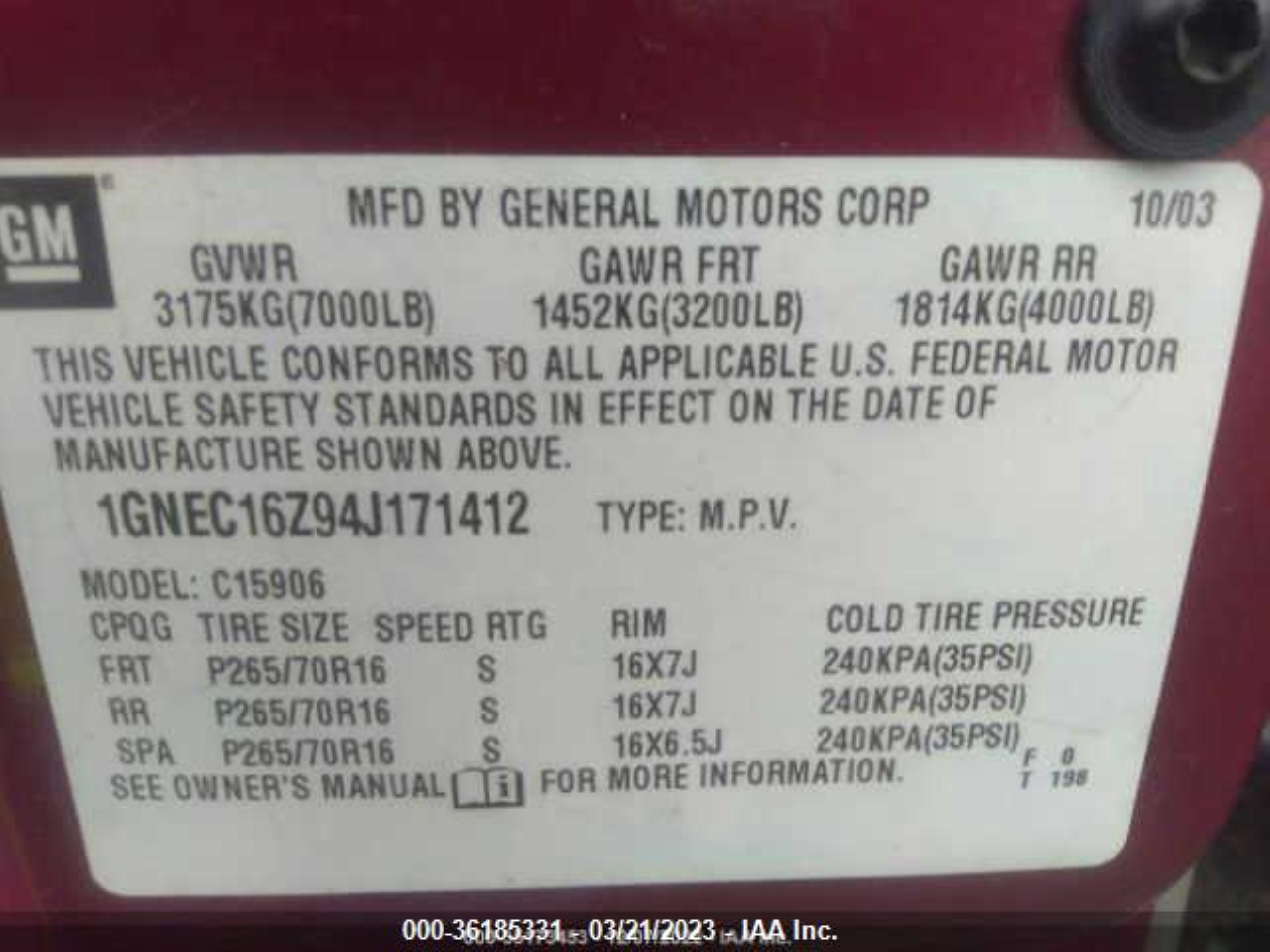 Photo 8 VIN: 1GNEC16Z94J171412 - CHEVROLET SUBURBAN 