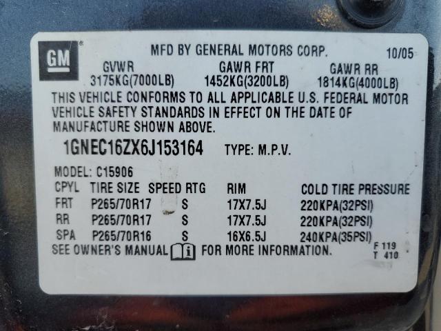 Photo 12 VIN: 1GNEC16ZX6J153164 - CHEVROLET SUBURBAN C 