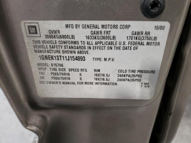 Photo 9 VIN: 1GNEK13T11J154893 - CHEVROLET TAHOE K150 