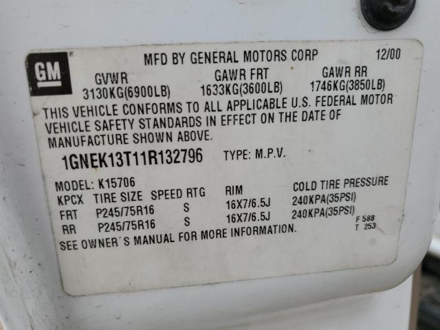 Photo 11 VIN: 1GNEK13T11R132796 - CHEVROLET TAHOE 