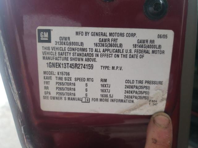 Photo 9 VIN: 1GNEK13T45R274159 - CHEVROLET TAHOE K150 