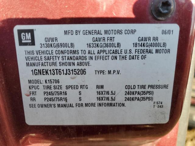 Photo 12 VIN: 1GNEK13T61J315206 - CHEVROLET TAHOE K150 