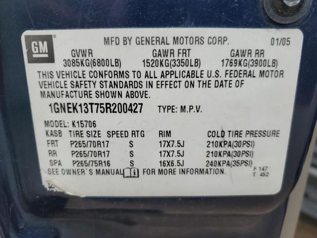 Photo 12 VIN: 1GNEK13T75R200427 - CHEVROLET TAHOE K150 