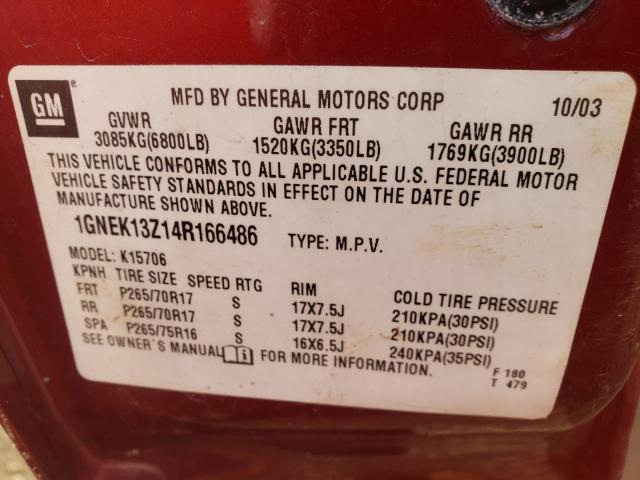 Photo 9 VIN: 1GNEK13Z14R166486 - CHEVROLET TAHOE K150 