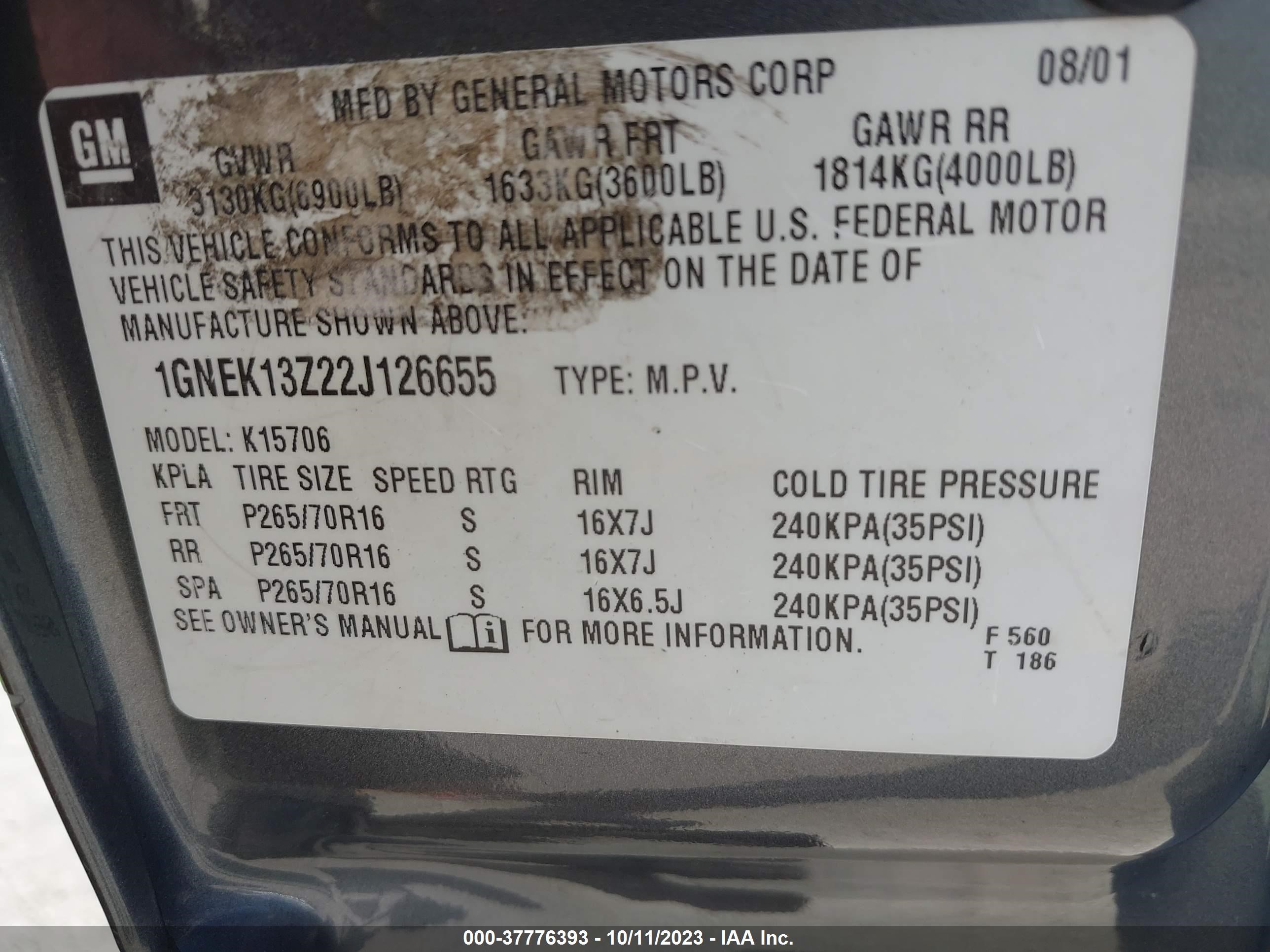 Photo 8 VIN: 1GNEK13Z22J126655 - CHEVROLET TAHOE 