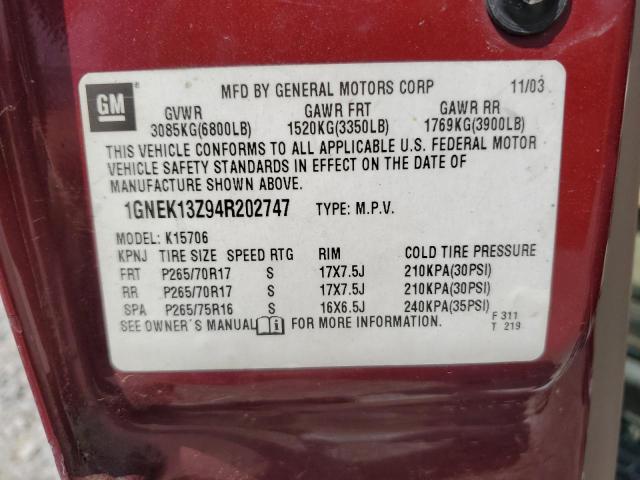 Photo 12 VIN: 1GNEK13Z94R202747 - CHEVROLET TAHOE K150 