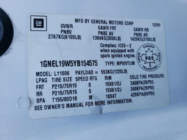 Photo 9 VIN: 1GNEL19W5YB154575 - CHEVROLET ASTRO 