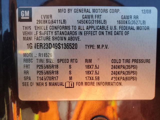 Photo 11 VIN: 1GNER23D49S136520 - CHEVROLET TRAVERSE L 