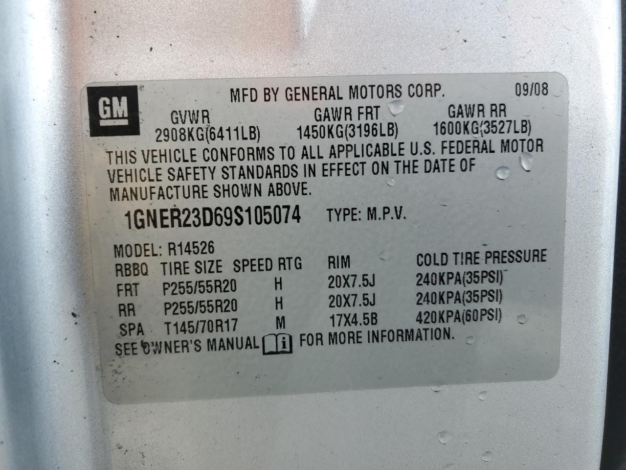 Photo 12 VIN: 1GNER23D69S105074 - CHEVROLET TRAVERSE 