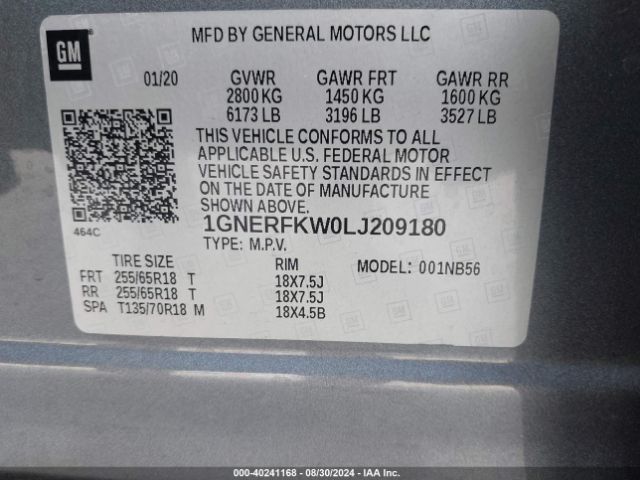 Photo 8 VIN: 1GNERFKW0LJ209180 - CHEVROLET TRAVERSE 