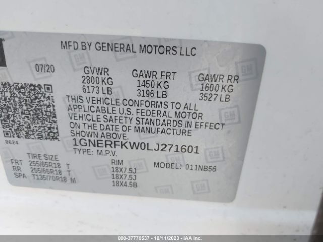 Photo 8 VIN: 1GNERFKW0LJ271601 - CHEVROLET TRAVERSE 