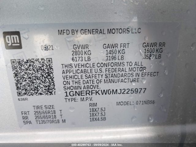 Photo 8 VIN: 1GNERFKW0MJ225977 - CHEVROLET TRAVERSE 