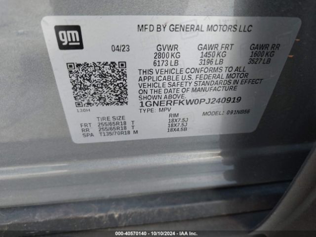 Photo 8 VIN: 1GNERFKW0PJ240919 - CHEVROLET TRAVERSE 