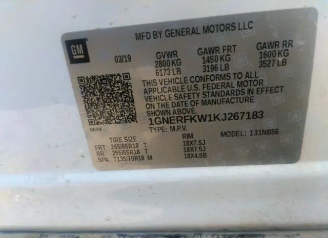 Photo 8 VIN: 1GNERFKW1KJ267183 - CHEVROLET TRAVERSE 