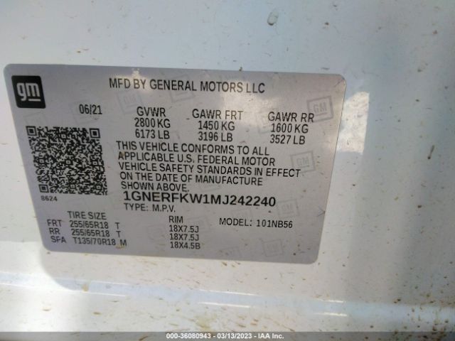 Photo 8 VIN: 1GNERFKW1MJ242240 - CHEVROLET TRAVERSE 