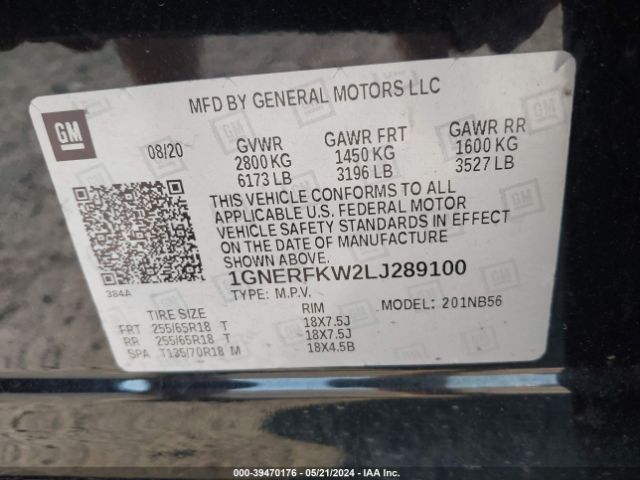 Photo 8 VIN: 1GNERFKW2LJ289100 - CHEVROLET TRAVERSE 