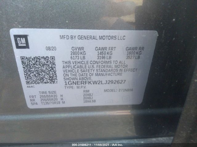 Photo 8 VIN: 1GNERFKW2LJ292627 - CHEVROLET TRAVERSE 