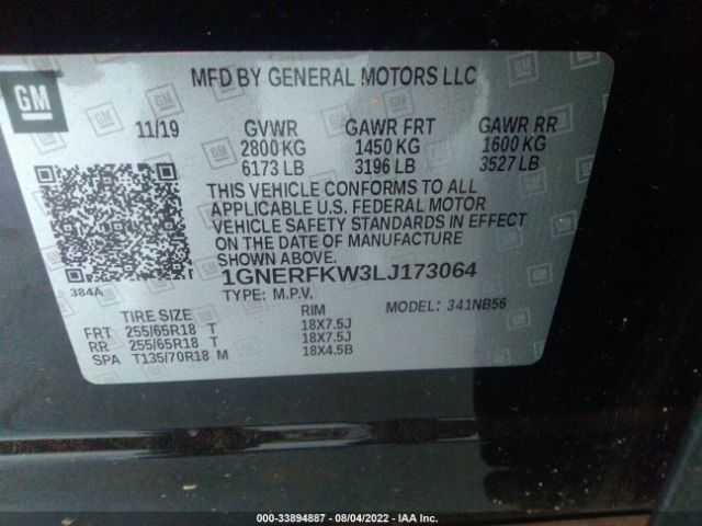 Photo 8 VIN: 1GNERFKW3LJ173064 - CHEVROLET TRAVERSE 