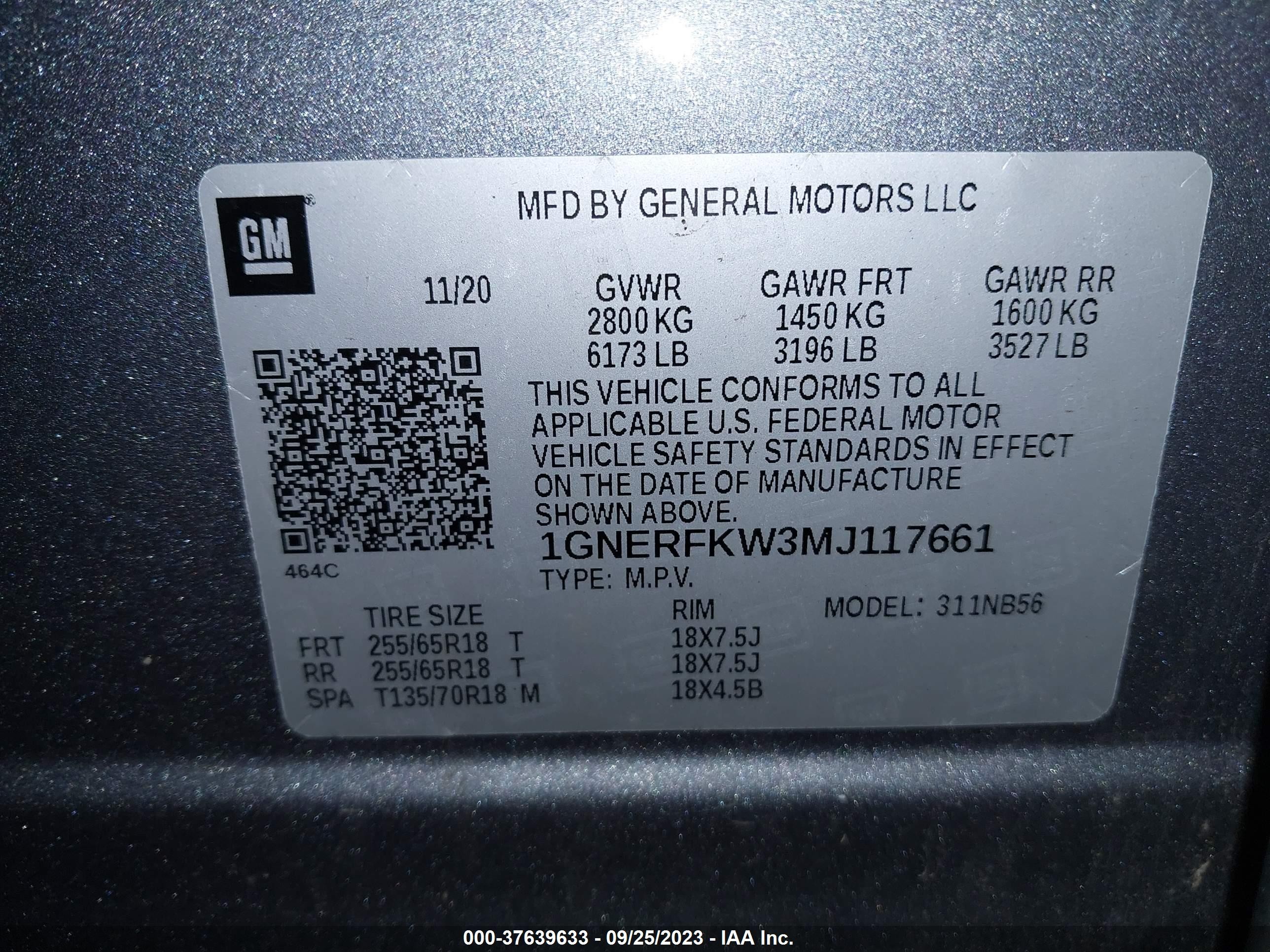 Photo 8 VIN: 1GNERFKW3MJ117661 - CHEVROLET TRAVERSE 