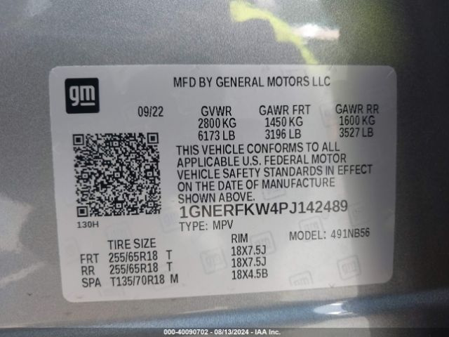 Photo 8 VIN: 1GNERFKW4PJ142489 - CHEVROLET TRAVERSE 