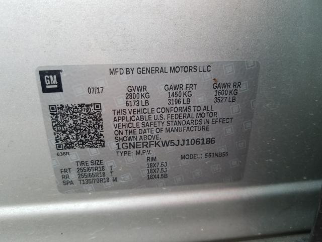 Photo 9 VIN: 1GNERFKW5JJ106186 - CHEVROLET TRAVERSE L 