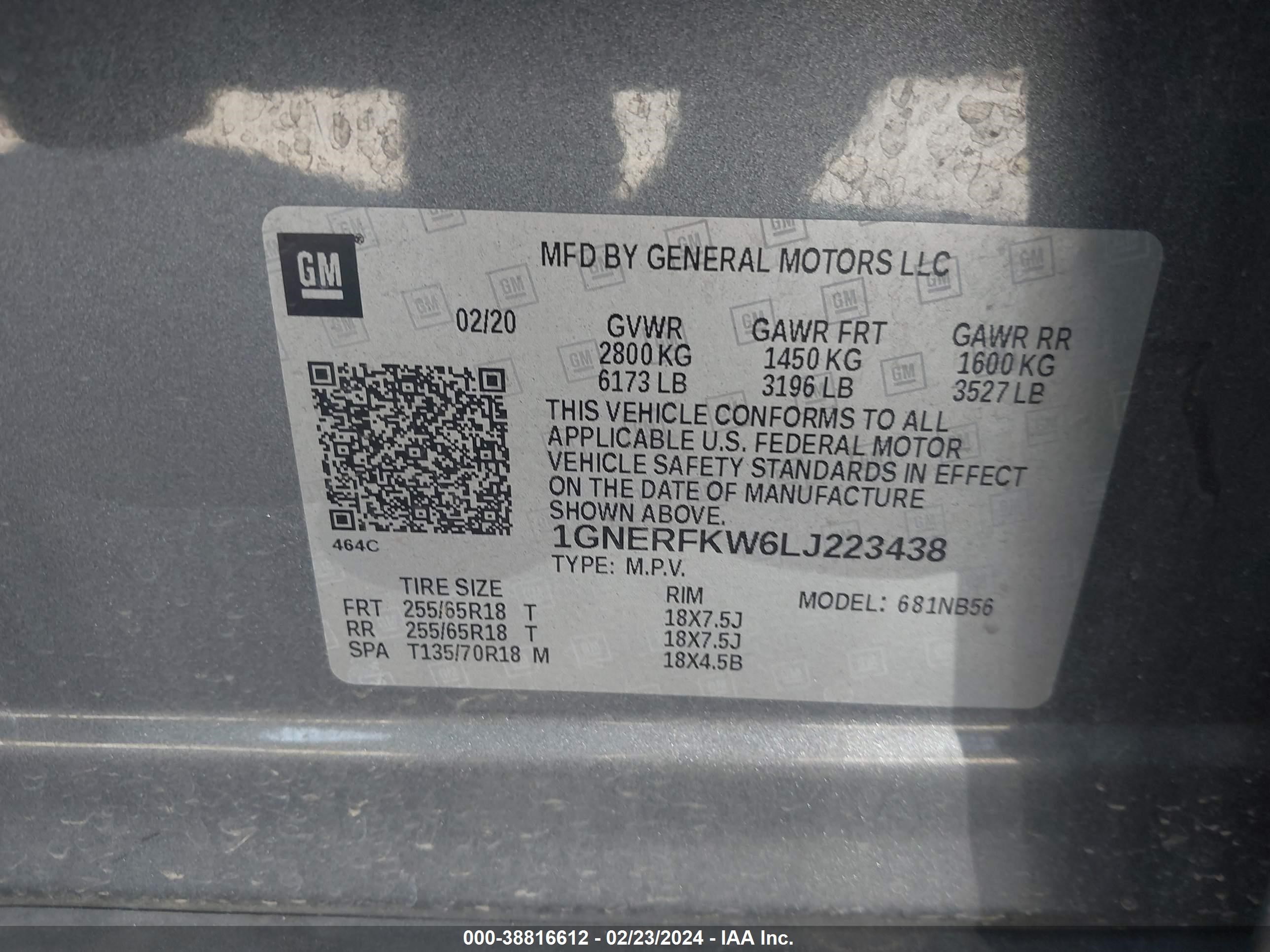 Photo 8 VIN: 1GNERFKW6LJ223438 - CHEVROLET TRAVERSE 