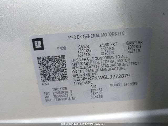 Photo 8 VIN: 1GNERFKW6LJ272879 - CHEVROLET TRAVERSE 