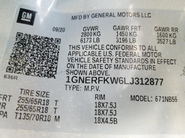 Photo 9 VIN: 1GNERFKW6LJ312877 - CHEVROLET TRAVERSE L 