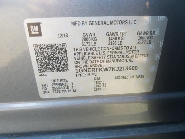 Photo 9 VIN: 1GNERFKW7KJ213600 - CHEVROLET TRAVERSE L 