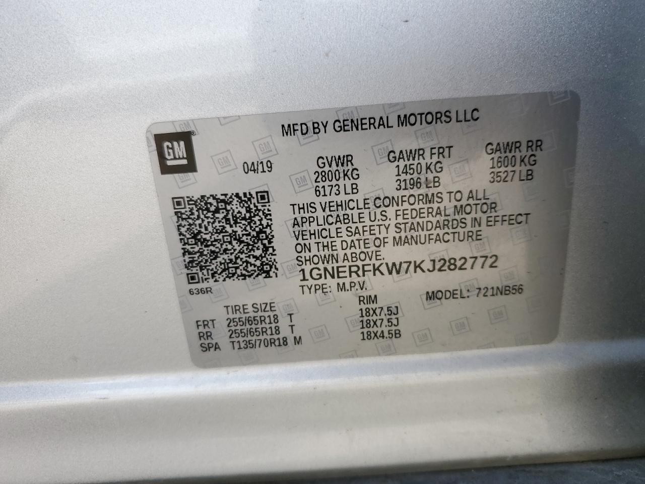 Photo 12 VIN: 1GNERFKW7KJ282772 - CHEVROLET TRAVERSE 