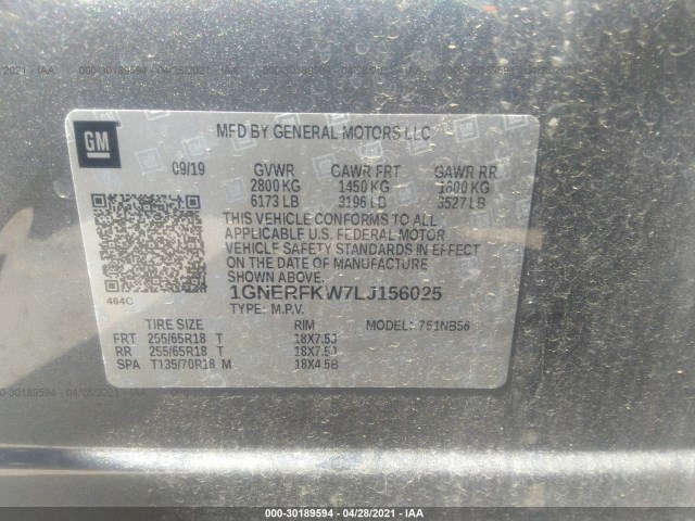 Photo 8 VIN: 1GNERFKW7LJ156025 - CHEVROLET TRAVERSE 