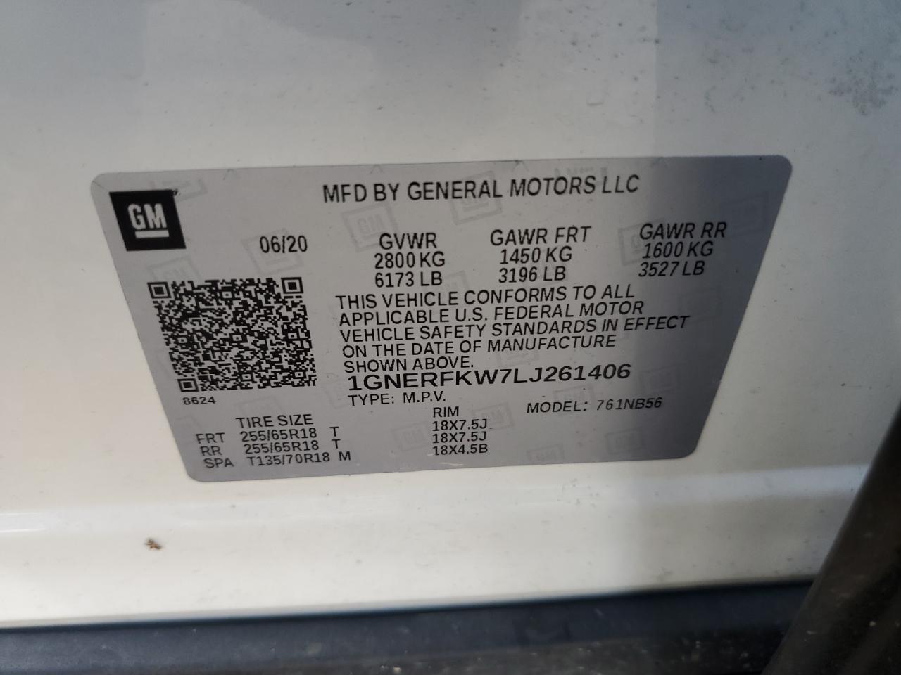 Photo 12 VIN: 1GNERFKW7LJ261406 - CHEVROLET TRAVERSE 